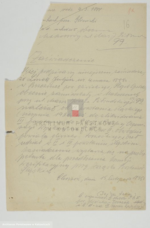 Obraz 19 z jednostki "Zaświadczenia o udziale w powstaniach śląskich, t. II"