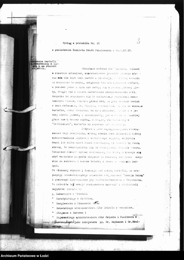 Obraz 6 z jednostki "Protokoły [z posiedzeń Komitetu Robót Publicznych, Komisji Wykonawczej przy Sekcji Rolnej, Zebrania Międzywydziałowe oraz Sekcji Rolnej]"