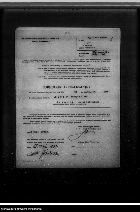 Obraz 5 z jednostki "Kwestionariusz "Sawja" Fabryka tlenu A. Jezierskiego w Czempiniu"