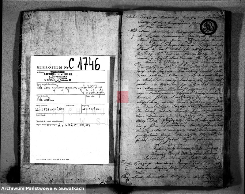 Obraz 3 z jednostki "Księga Akttów Urodzenia w Gminie Łozdziejskiey Pttu Seyneńskiego w Deppartamentcie Łomżyńskim 1808 Maja 1 go dnia sporządzona"