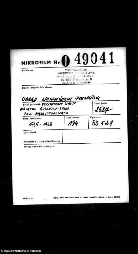 Obraz 2 z jednostki "Przymusowy wykup majątku Gorzycko-Stare powiatu międzychodzkiego"