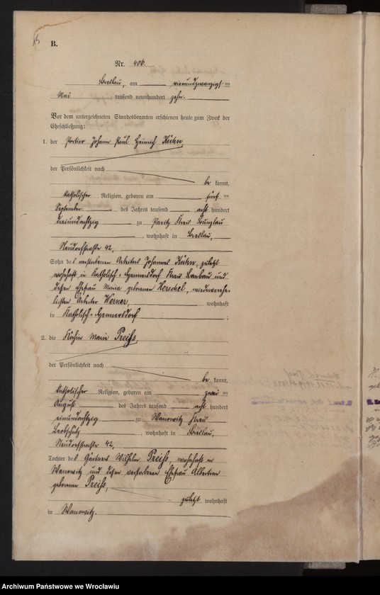 image.from.unit.number "Heiraths-Haupt-Register Breslau II 1910 Band 3"