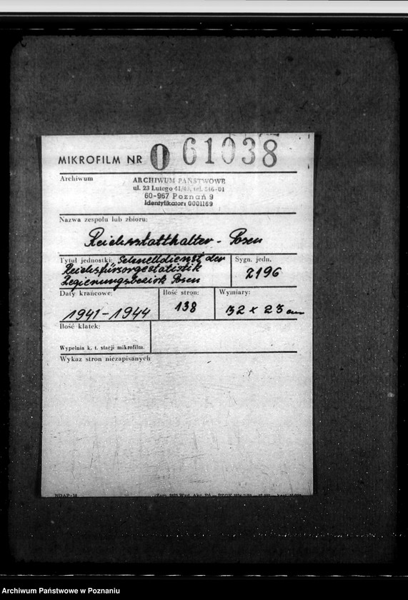 Obraz 2 z jednostki "Schnelldienst der Reichsfürsorgestatistik Regierungsbezirk Posen"