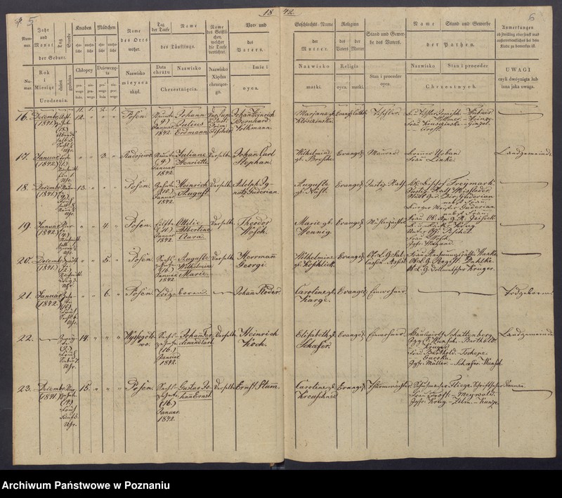Obraz 6 z jednostki "[Akta urodzeń i chrztów, zgonów i pogrzebów, zapowiedzi i ślubów]"