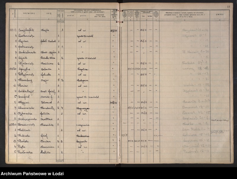Obraz 14 z jednostki "Księga kontroli ruchu ludności (rejestr osób przybywających do gminy) Łódź, komisariat III, nr 3740-4360, nr 1-3692a"