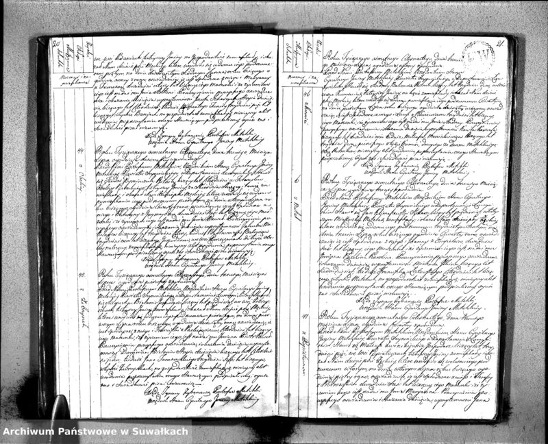 Obraz 14 z jednostki "Księgo Aktów Urodzenia Urzędnika Stanu Cywilnego Gminy Metelskiey Powiatu Seyneńskiego Departamentu Łomżyńskiego od 1 Stycznia Tysiąc Osimset Czternastego Roku 1814"