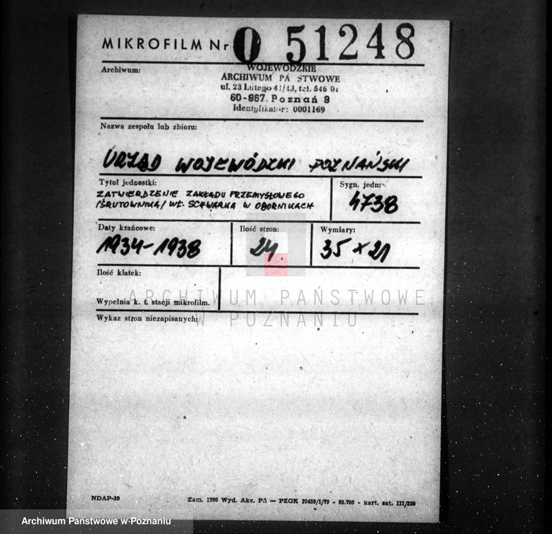 Obraz 2 z jednostki "Zatwierdzenie zakładu przemysłowego /śrutownika/ własność Schwarka w Obornikach"