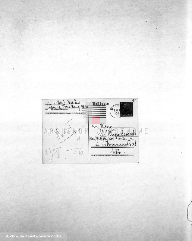 Obraz 17 z jednostki "[Korespondencja z osobami w różnych krajach w sprawie informacji o Żydach zamieszkałych w getcie łódzkim, wsiedlonych z Wiednia]"