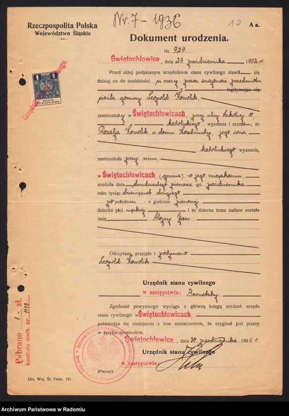 image.from.unit.number "[Alegata do akt zaślubionych parafii św. Jana w Radomiu za 1936 r.]"