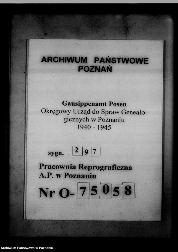 Obraz 1 z jednostki "Register der Juden, Dissidenten und Kirchenbuchduplikate der Amtsgerichte des Warthegaues"