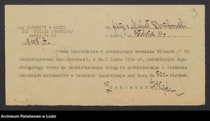 Obraz 11 z jednostki "Michal Dombrowski- sklep spożywczy, kolonialny i owocowy"