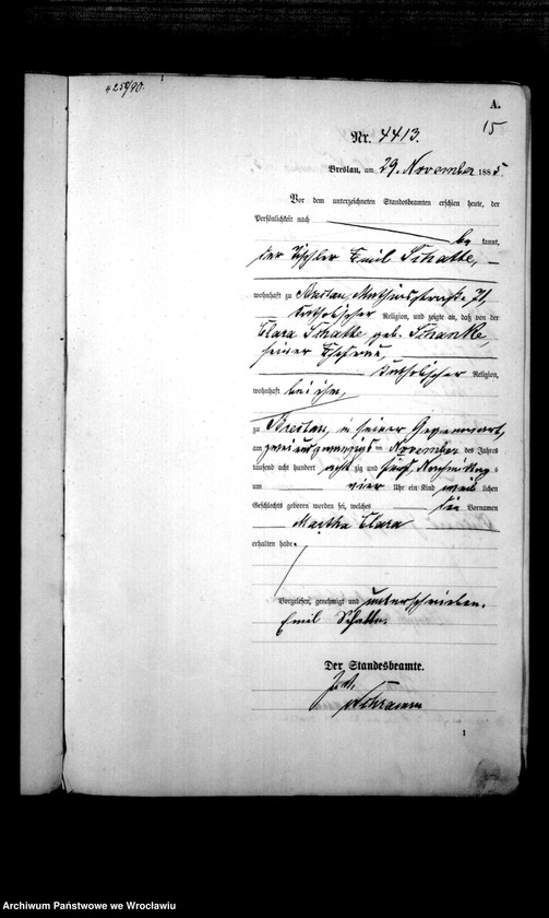 image.from.unit.number "Geburts-Haupt-Register Breslau I 1885 Band 12"