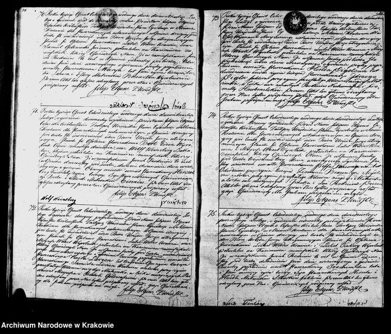 image.from.unit.number "Aktów Stanu Cywilnego Wpisy Zeyścia Osób Wyznania Moyżeszowego w Mieście Krakowie zmarłych obeymuiąca księga Isza na Rok 1847"