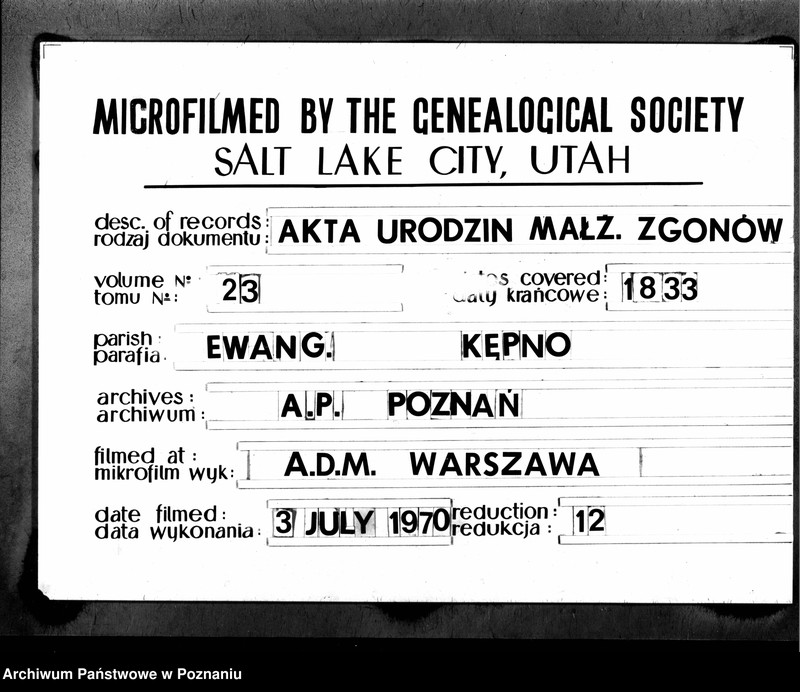 Obraz 1 z jednostki "Duplikat der Geboren, Getrauten u. Verstorbenen"