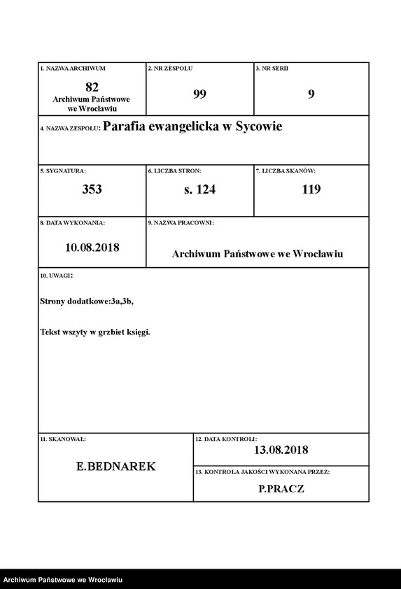 Obraz 1 z jednostki "Zeugnisse zu den Copulationen"
