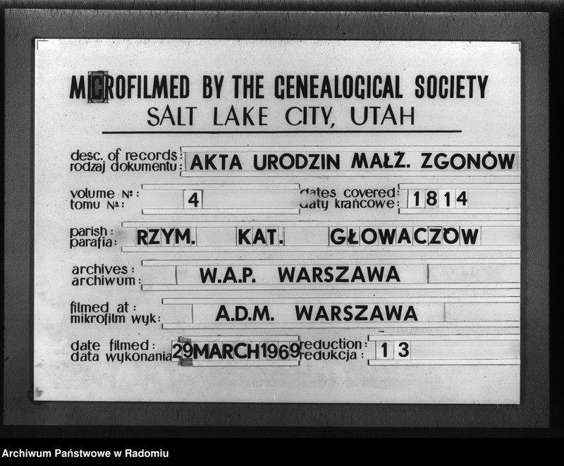 image.from.unit.number "Księga urzędnika stanu cywilnego parafii Głowaczew do zapisywania akt 1814 roku"