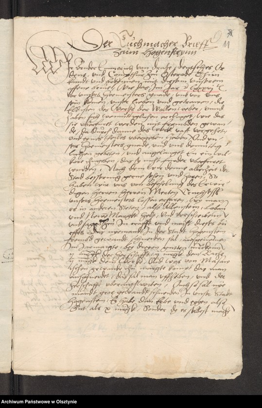 image.from.unit.number "Hohenstein [ Olsztynek].Tuchmacher. Gewerksrolle (darin n. Rolle v. [von] J. [Jahre] 1439)"