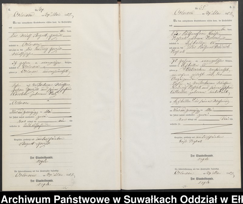 image.from.unit.number "Sterbe-Neben-Register des Preussischen Standes-Amtes Orlowen Kreis Lötzen"