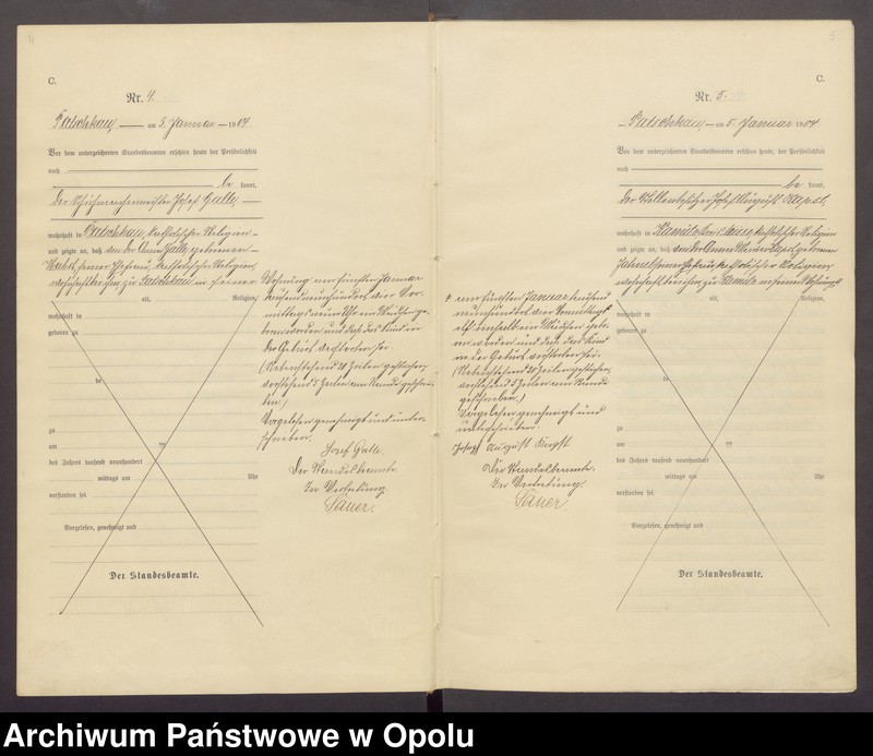 Obraz 5 z jednostki "Sterbe-Haupt-Register des Standesamts Patschkau Stadt und Land pro 1904"