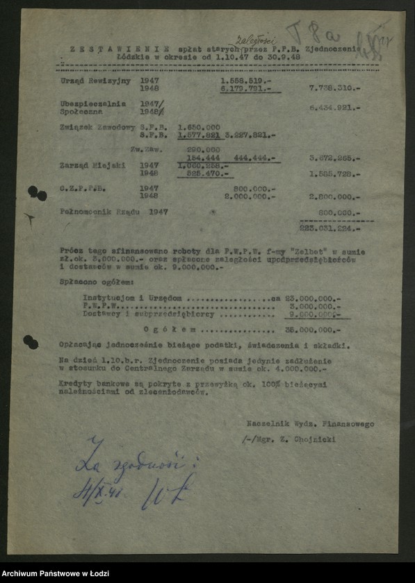 Obraz 18 z jednostki "Państwowe Przedsiębiorstwa Budowlane Zjednoczenie Łódzkie; protokoły z narad, sprawozdania [z produkcji], instrukcje i zarządzenia władz nadrzędnych"