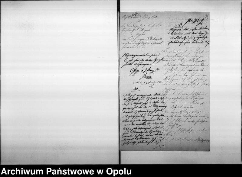 Obraz 15 z jednostki "Acta des Magistrats zu Oppeln betreffend die dem p. Bobreck ertheilte Erlaubniß zum Kleinhandel mit geistigen Getränke und zur Errichtung eines Kaffen=Etablissements in seinem Hause No 35 Odervorstadt so wie die Denunciation des p. Angres"