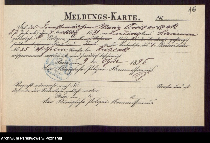 Obraz 18 z jednostki "Die von den Verlobten beigebrachten Urkunden zur Eheschliessung pro 1898"