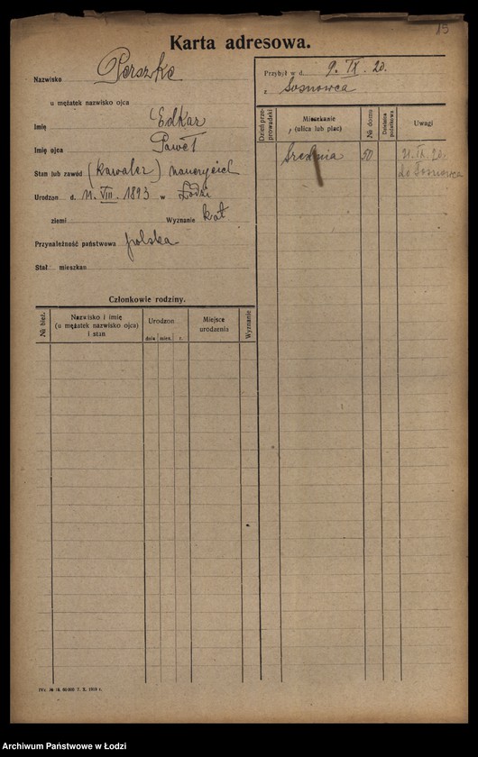 Obraz 17 z jednostki "[Spis ludności Łodzi] Persz-Petrykowski"
