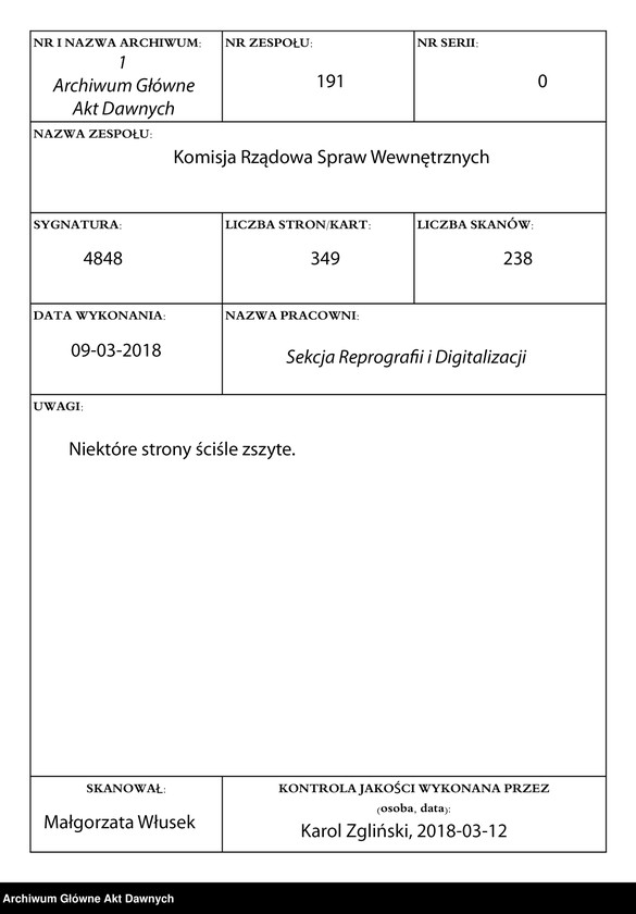 Obraz 1 z jednostki "Akta tyczące się miasta Kalwarii, vol. II."