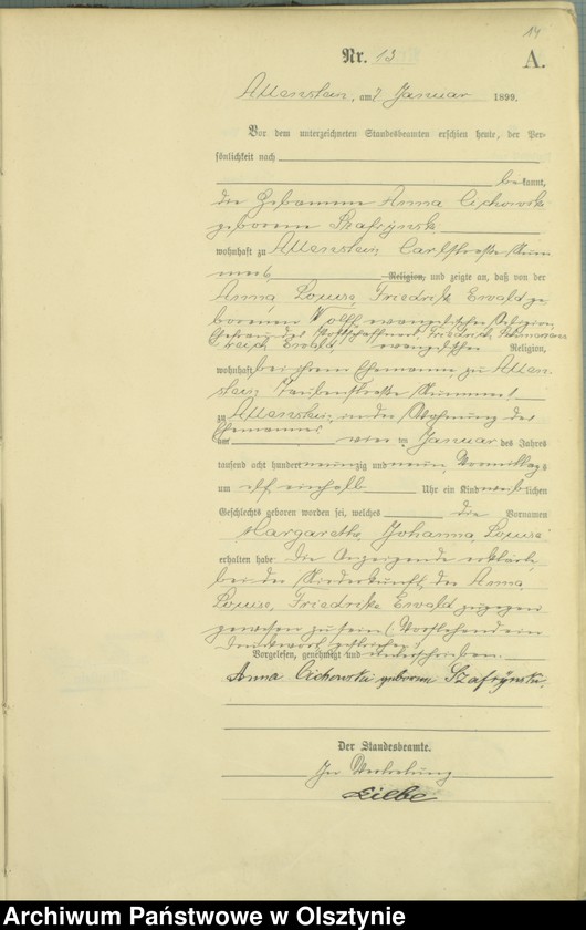 image.from.unit.number "Geburts-Haupt-Register Tom I,Nr 1 - 399"