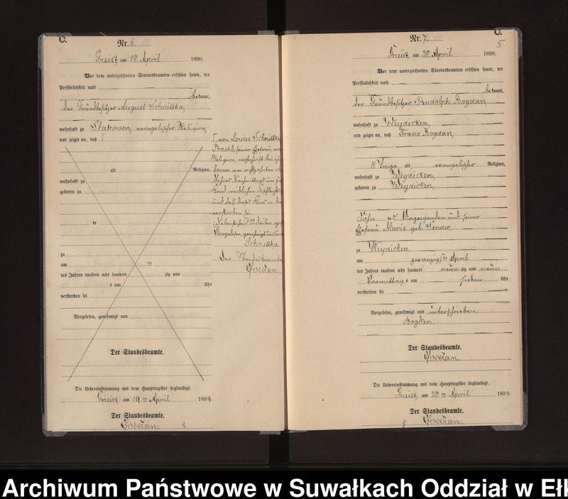image.from.unit.number "Sterbe-Neben-Register des Königlichen Preussischen Standes-Amtes Gneist Kreis Lötzen"