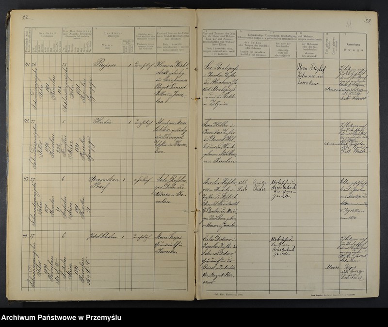 image.from.unit.number "Geburtsmatrik des Isr.[aelitischen] Matriken-Bezirkes Jaroslau pro 1891"