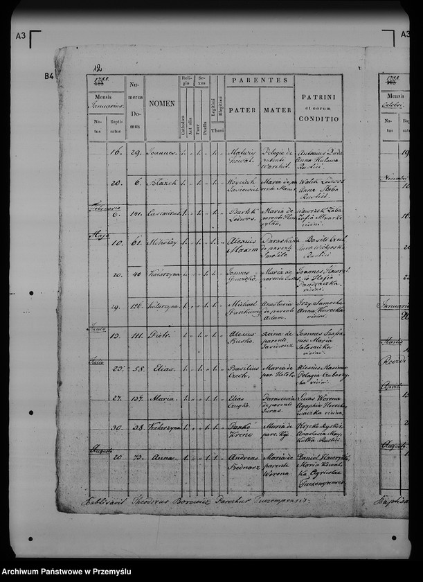 Obraz 16 z jednostki "[Kopie ksiąg metrykalnych parafii Ostrów z filiami Łowce, Morawsko, Tuczempy (dekanat Radymno)]"