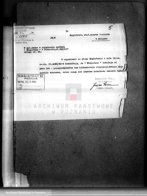 Obraz 9 z jednostki "Zatwierdzenie projektu zakładu przemysłowego /urządzenia zakładu mechanicznego/ nr 462 firmy Wiepofama"