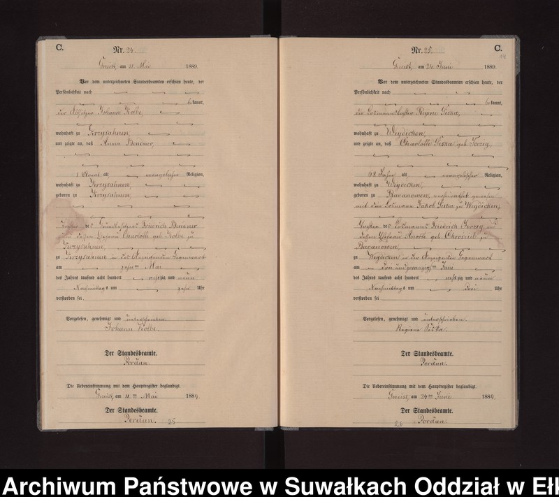 image.from.unit.number "Sterbe-Neben-Register des Königlichen Preussischen Standes-Amtes Gneist Kreis Loetzen"