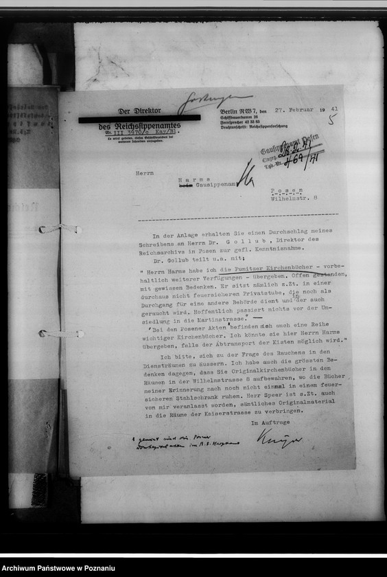 Obraz 9 z jednostki "Einziehungsprotokolle [ksiąg kościelnych]. Bestand der Kirchenbücher der katholischen Gemeinde Neipe [Niepart] und Berghausen [Wola], Kreis Gostingen [powiat gostyński]"