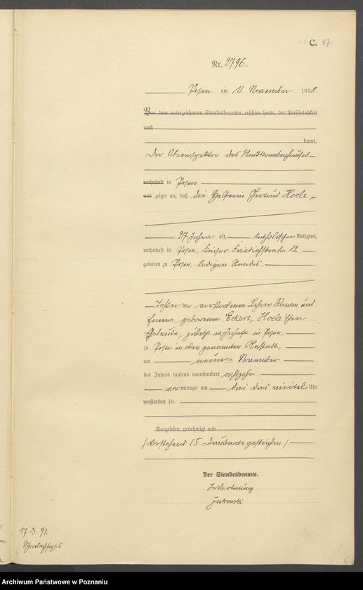 Obraz 19 z jednostki "Księga miejscowa zgonów tom VII [Rejestr główny zgonów]"