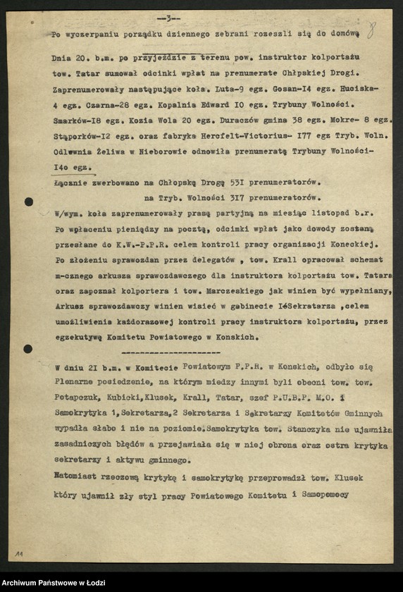 Obraz 9 z jednostki "Kolportaż - sprawozdania instruktora [wojewódzkiego] z wyjazdów w teren"