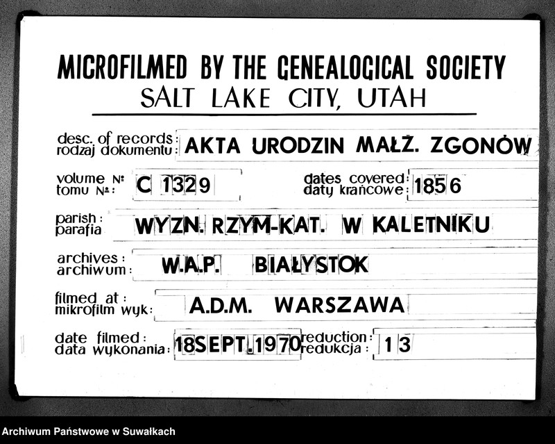 image.from.unit.number "Duplikat Aktów Urodzonych, Zaślubionych i Zmarłych Parafii Kaletnickiej."