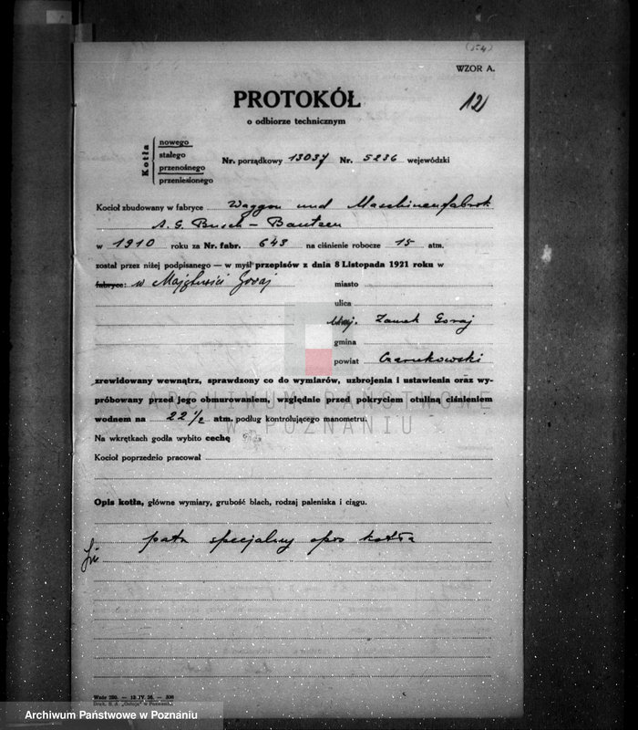 Obraz 18 z jednostki "Gospodarstwo rolne w Goraju pow. czarnkowski własność hr Hochberg później warsztat ślusarski P. Pietza w Obornikach nr woj. kotła 5236"