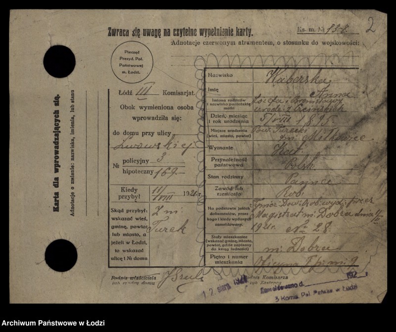 Obraz 4 z jednostki "[Spis ludności Łodzi] Wabdanowski - Wagman"