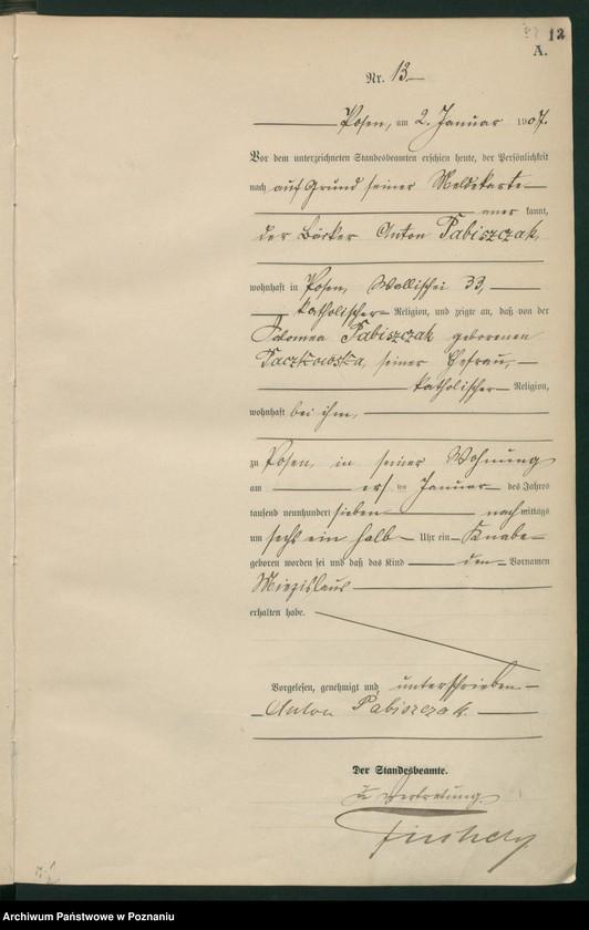 Obraz 15 z jednostki "Księga miejscowa urodzeń tom I [Rejestr główny urodzeń]"