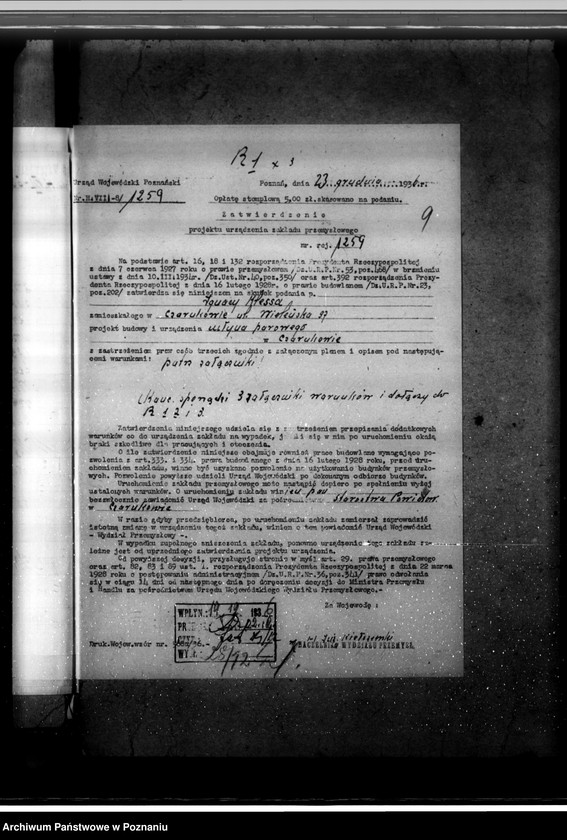 Obraz 13 z jednostki "Zatwierdzenie zakładu przemysłowego / młyn parowy/ Klessy Ignacego w Czarnkowie"