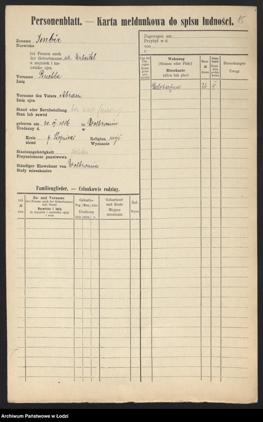 Obraz 17 z jednostki "[Spis ludności Łodzi] Imacki - Iwanowa"