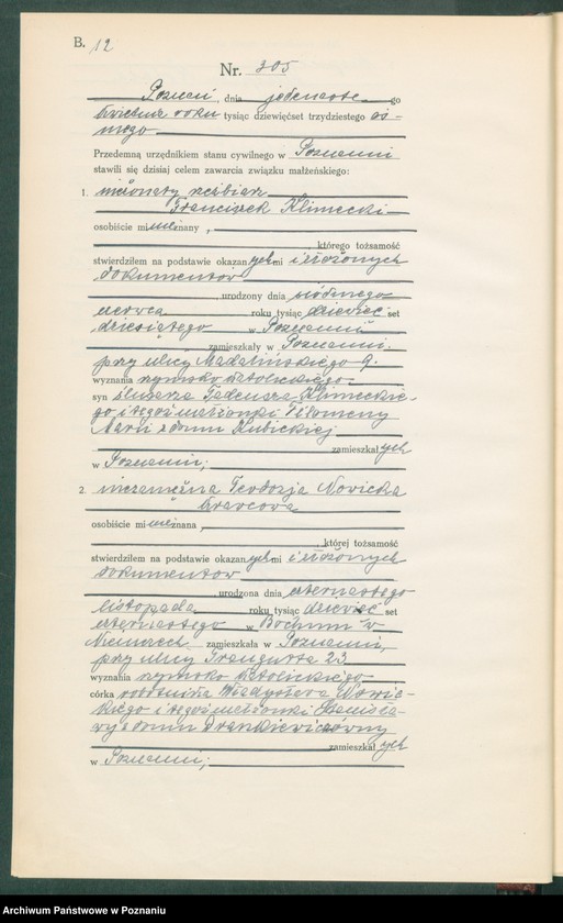 Obraz 14 z jednostki "Księga miejscowa małżeństw tom II [Rejestr główny małżeństw]"
