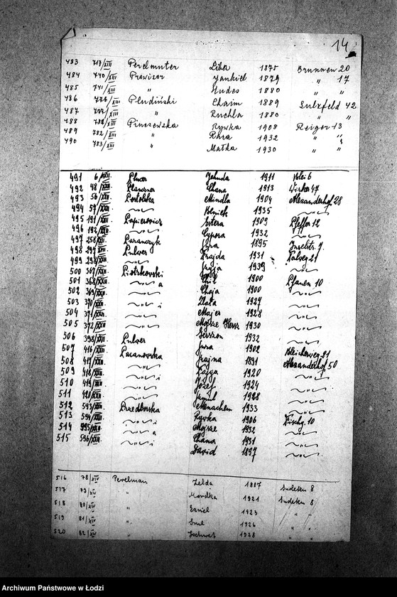 Obraz 16 z jednostki "[Wykazy imienne Żydów wysiedlonych z getta łódzkiego]"