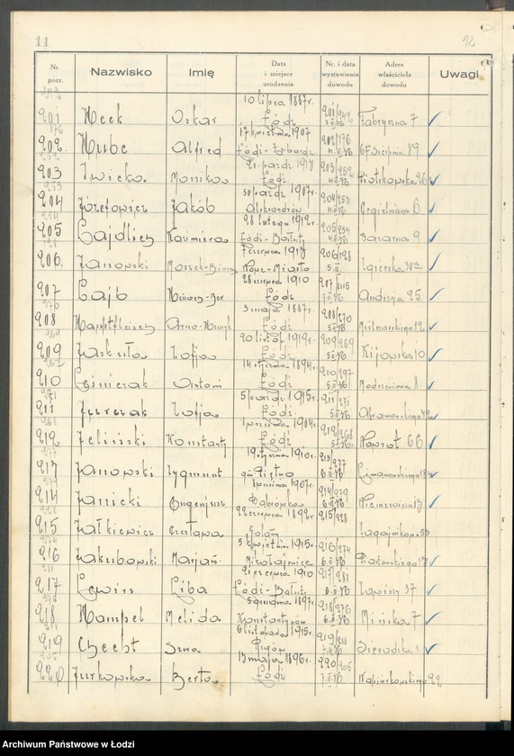 image.from.unit.number "Ewidencja dowodów osobistych wydanych przez Zarząd Miejski w Łodzi, zespół nr 3 [- nazwiska na litery Ch, H, I, J, L, Ł]"