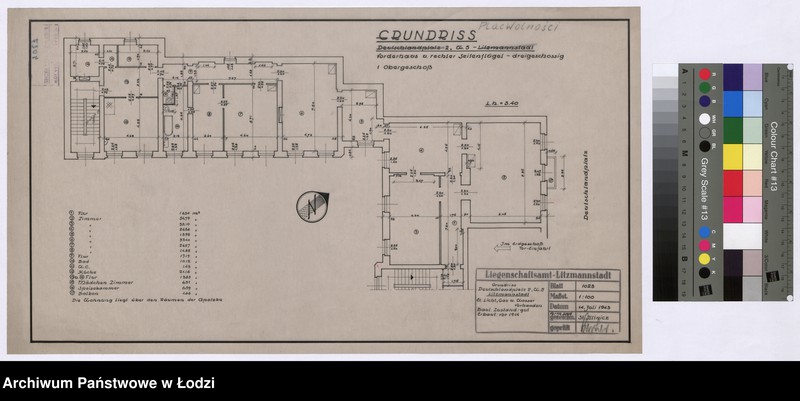 Obraz 1 z jednostki "Grundriss Deutschlandplatz 2, wohnung 5 - Litzmannstadt Vordehaus und rechter Seitenflügel - dreigeschossig 1 Obergeschoss"