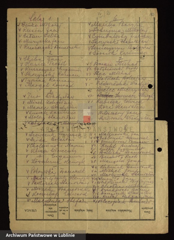 image.from.unit.number "[Wykazy aresztowanych członków Armii Krajowej przetrzymywanych w więzieniach w Biłgoraju, Wronkach i innych na terenie kraju oraz w ZSRR]"