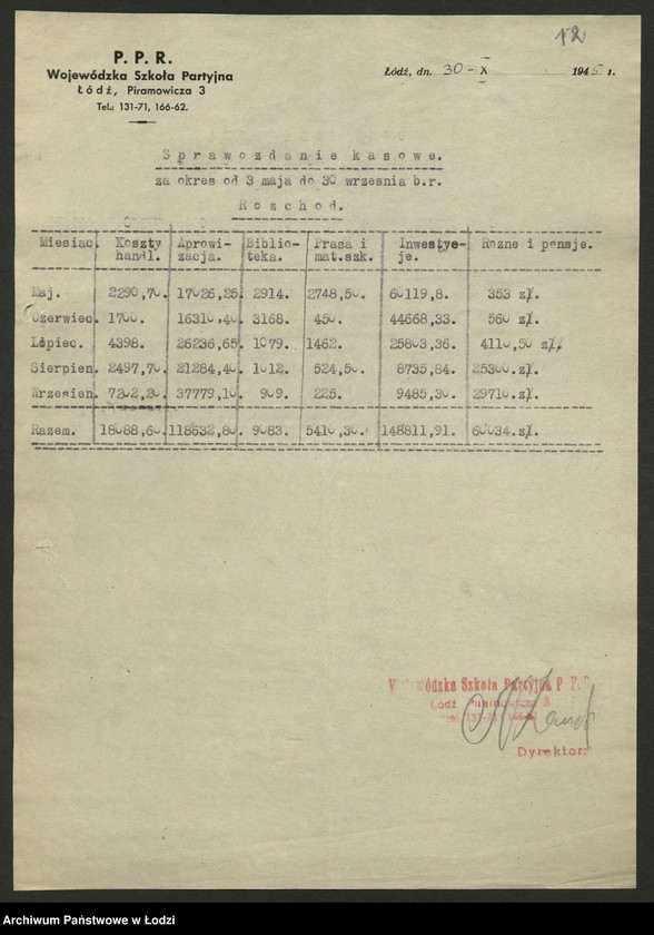 Obraz 13 z jednostki "Wojewódzka Szkoła PPR; programy wykładów, sprawozdania [z działalności, wykazy absolwentów]"