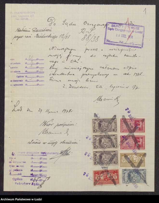 Obraz 3 z jednostki "Zelman Dawidson- wyrób i sprzedaż towarów włókienniczych, sztucznego jedwabiu oraz przędzy"